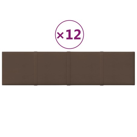 vidaXL Paneles de pared 12 uds tela marrón 60x15 cm 1,08 m²