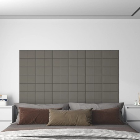 vidaXL Paneles de pared 12 uds terciopelo gris claro 30x15 cm 0,54 m²