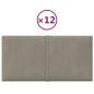 vidaXL Paneles de pared 12 uds terciopelo gris claro 30x15 cm 0,54 m² vidaXL Paneles de pared 12 uds terciopelo gris claro 30x15 cm 0,54 m²