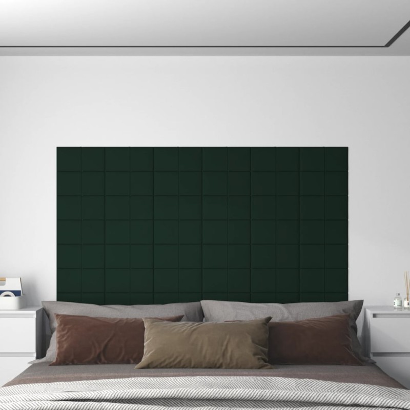 vidaXL Paneles de pared 12 uds terciopelo verde oscuro 30x15cm 0,54 m² vidaXL Paneles de pared 12 uds terciopelo verde oscuro 30x15cm 0,54 m²