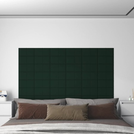 vidaXL Paneles de pared 12 uds terciopelo verde oscuro 30x15cm 0,54 m²