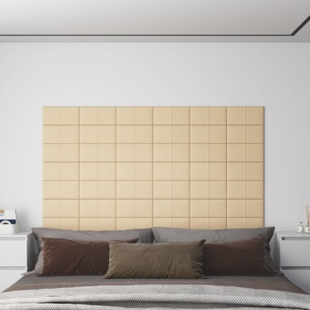 vidaXL Paneles de pared 12 uds tela color crema 30x15 cm 0,54 m²