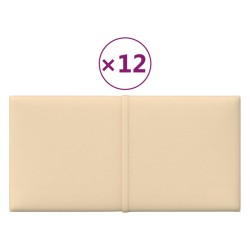 vidaXL Paneles de pared 12 uds tela color crema 30x15 cm 0,54 m²