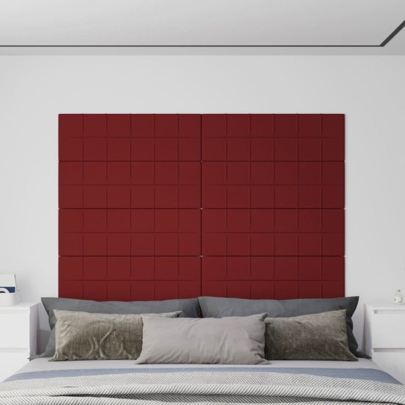 vidaXL Paneles de pared 12 uds tela rojo tinto 90x30 cm 3,24 m² vidaXL Paneles de pared 12 uds tela rojo tinto 90x30 cm 3,24 m²