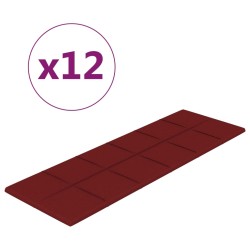 vidaXL Paneles de pared 12 uds tela rojo tinto 90x30 cm 3,24 m²