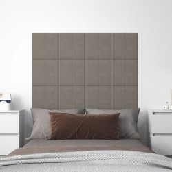 vidaXL Paneles de pared 12 uds terciopelo gris claro 30x30 cm 1,08 m²