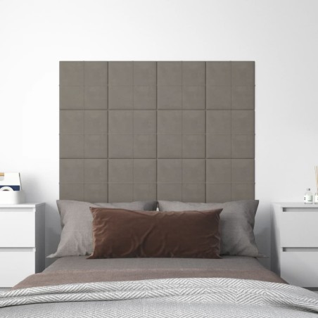 vidaXL Paneles de pared 12 uds terciopelo gris claro 30x30 cm 1,08 m²