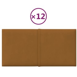 vidaXL Paneles de pared 12 uds terciopelo marrón 30x15 cm 0,54 m²