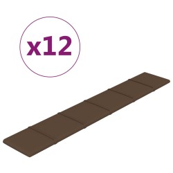 vidaXL Paneles de pared 12 uds tela marrón 90x15 cm 1,62 m²