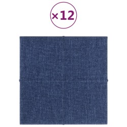 vidaXL Paneles de pared 12 uds tela azul 30x30 cm 1,08 m²