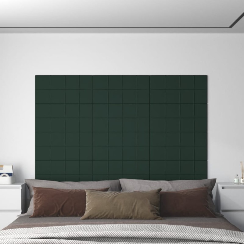 vidaXL Paneles de pared 12 uds tela verde oscuro 60x30 cm 2,16 m² vidaXL Paneles de pared 12 uds tela verde oscuro 60x30 cm 2,16 m²