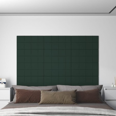 vidaXL Paneles de pared 12 uds tela verde oscuro 60x30 cm 2,16 m²