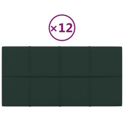 vidaXL Paneles de pared 12 uds tela verde oscuro 60x30 cm 2,16 m²