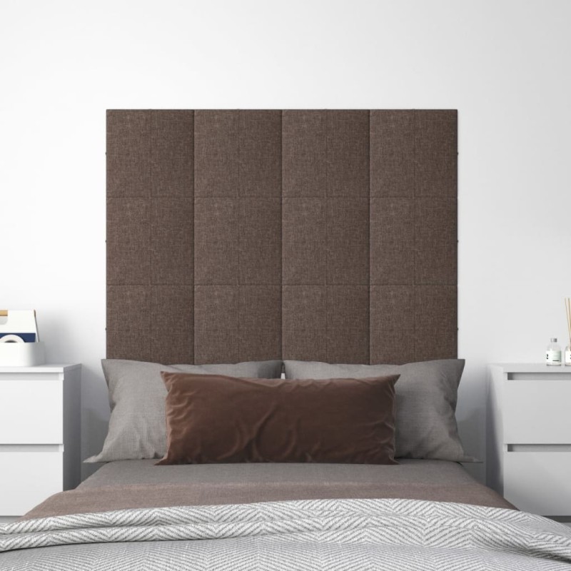 vidaXL Paneles de pared 12 uds tela gris taupé 30x30 cm 1,08 m² vidaXL Paneles de pared 12 uds tela gris taupé 30x30 cm 1,08 m²