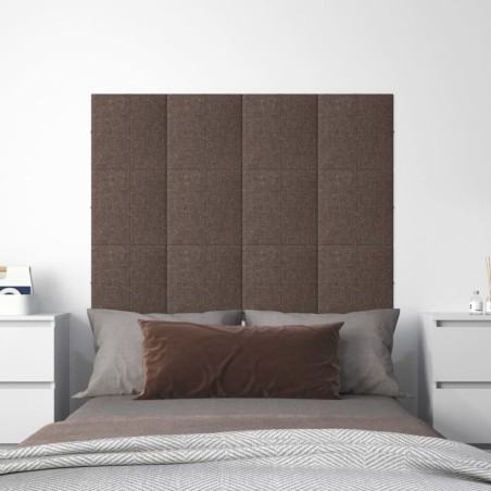 vidaXL Paneles de pared 12 uds tela gris taupé 30x30 cm 1,08 m²