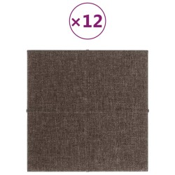 vidaXL Paneles de pared 12 uds tela gris taupé 30x30 cm 1,08 m²