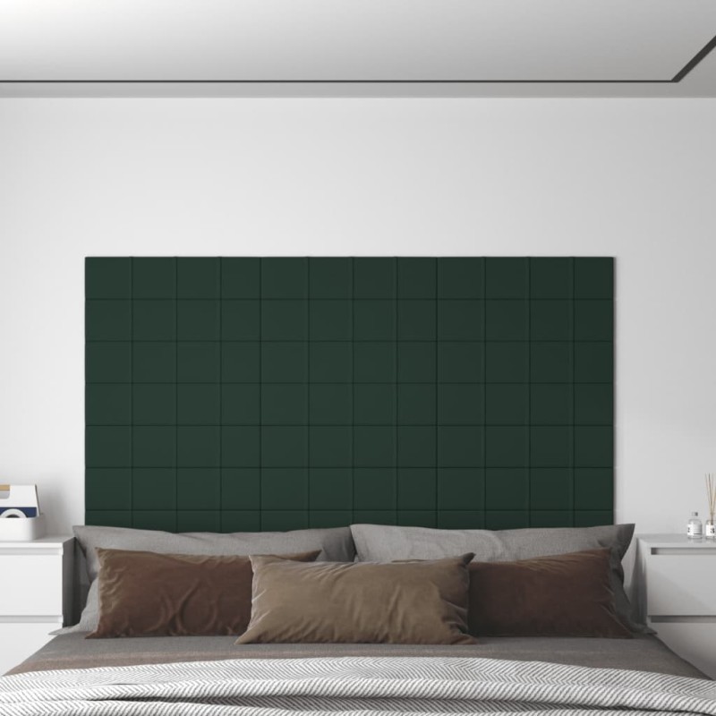 vidaXL Paneles de pared 12 uds tela verde oscuro 60x15 cm 1,08 m² vidaXL Paneles de pared 12 uds tela verde oscuro 60x15 cm 1,08 m²