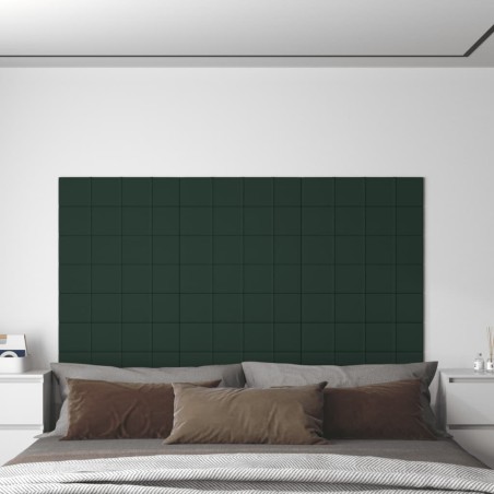 vidaXL Paneles de pared 12 uds tela verde oscuro 60x15 cm 1,08 m²