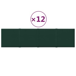 vidaXL Paneles de pared 12 uds tela verde oscuro 60x15 cm 1,08 m²