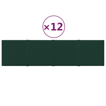 vidaXL Paneles de pared 12 uds tela verde oscuro 60x15 cm 1,08 m²