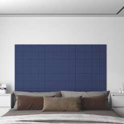 vidaXL Paneles de pared 12 uds tela azul 60x15 cm 1,08 m²