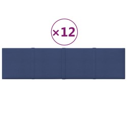 vidaXL Paneles de pared 12 uds tela azul 60x15 cm 1,08 m²