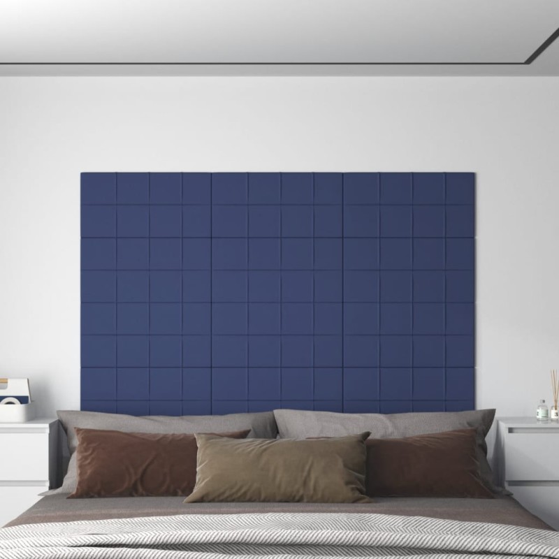 vidaXL Paneles de pared 12 uds tela azul 60x30 cm 2,16 m² vidaXL Paneles de pared 12 uds tela azul 60x30 cm 2,16 m²