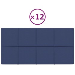 vidaXL Paneles de pared 12 uds tela azul 60x30 cm 2,16 m²