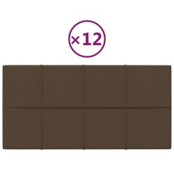 vidaXL Paneles de pared 12 uds tela marrón 60x30 cm 2,16 m²