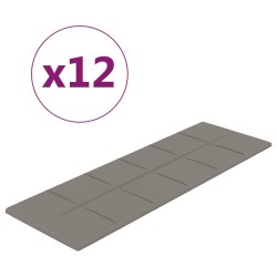 vidaXL Paneles de pared 12 uds terciopelo gris claro 90x30 cm 3,24 m²