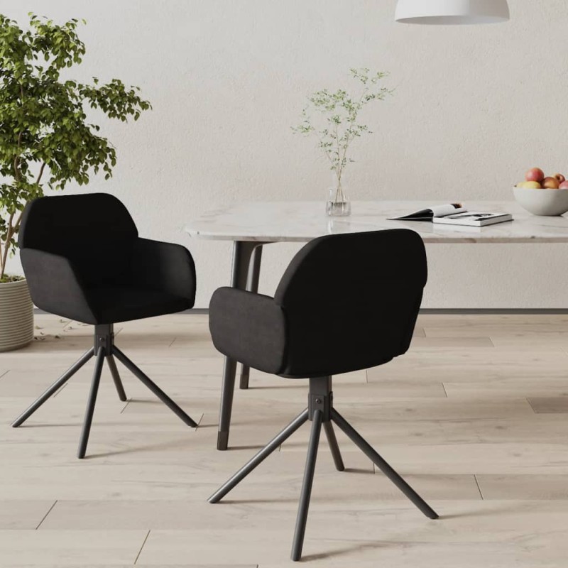 vidaXL Sillas de comedor giratorias 2 uds terciopelo negro vidaXL Sillas de comedor giratorias 2 uds terciopelo negro