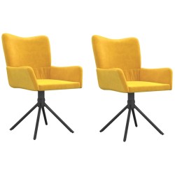 vidaXL Sillas de comedor giratorias 2 uds terciopelo amarillo