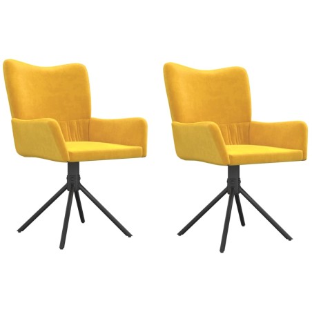 vidaXL Sillas de comedor giratorias 2 uds terciopelo amarillo