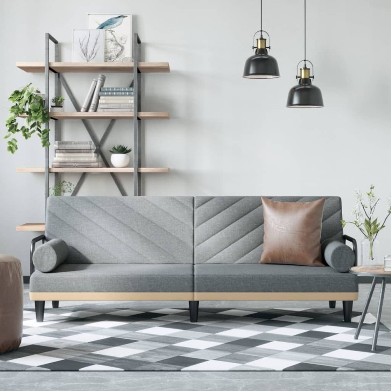 vidaXL Sofá cama con reposabrazos tela gris claro vidaXL Sofá cama con reposabrazos tela gris claro