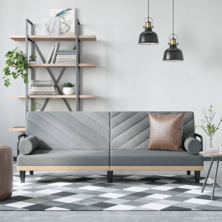 vidaXL Sofá cama con reposabrazos tela gris claro