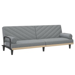 vidaXL Sofá cama con reposabrazos tela gris claro