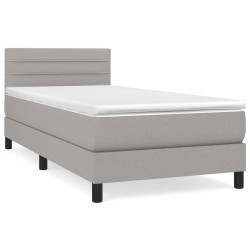 vidaXL Cama box spring con colchón tela gris claro 90x200 cm