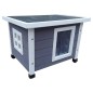 @Pet Casa de exterior para gato madera gris y blanco 57x45x43 cm @Pet Casa de exterior para gato madera gris y blanco 57x45x43 cm