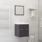 vidaXL Set muebles de baño 2 piezas madera contrachapada gris brillo vidaXL Set muebles de baño 2 piezas madera contrachapada gris brillo