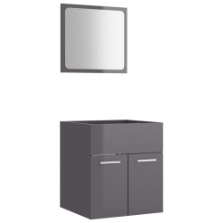 vidaXL Set muebles de baño 2 piezas madera contrachapada gris brillo