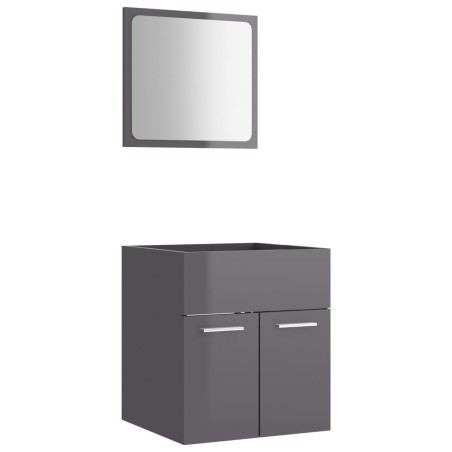 vidaXL Set muebles de baño 2 piezas madera contrachapada gris brillo