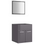 vidaXL Set muebles de baño 2 piezas madera contrachapada gris brillo vidaXL Set muebles de baño 2 piezas madera contrachapada gris brillo