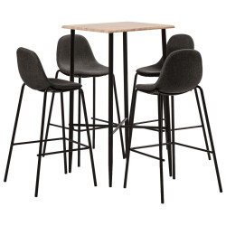 vidaXL Set de mesa alta y taburetes de cocina 5 pzas tela gris oscuro