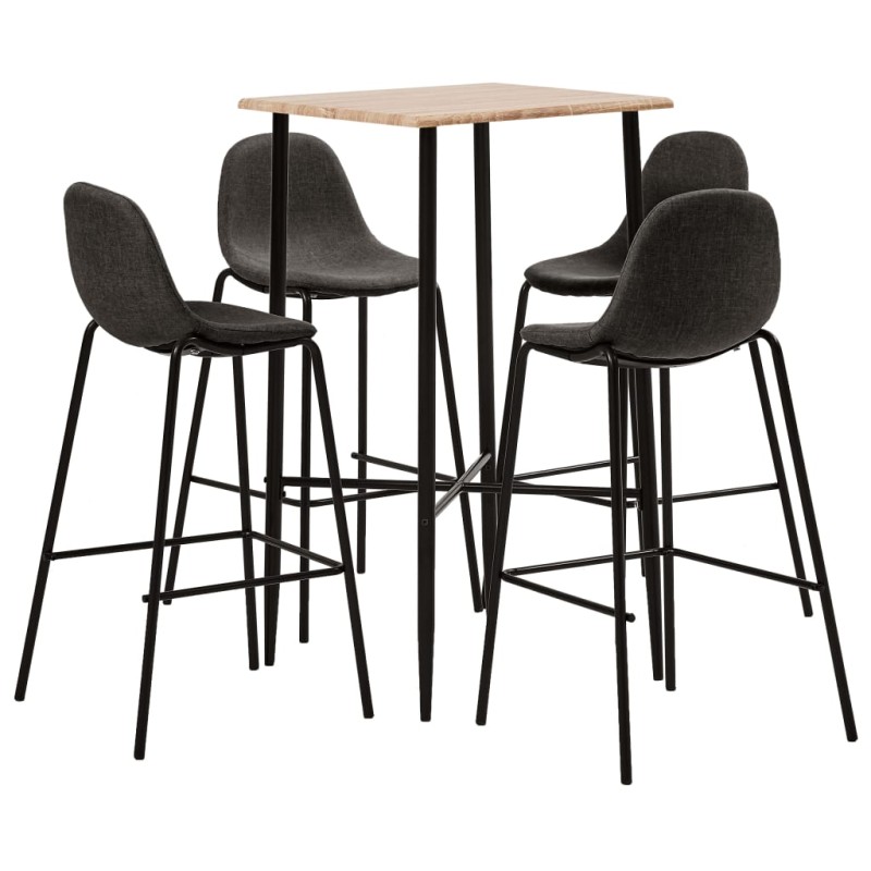 vidaXL Set de mesa alta y taburetes de cocina 5 pzas tela gris oscuro vidaXL Set de mesa alta y taburetes de cocina 5 pzas tela gris oscuro
