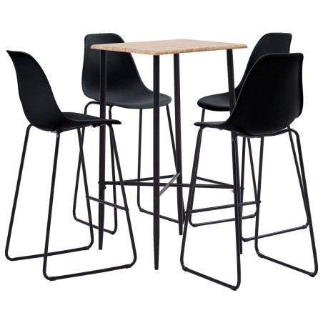 vidaXL Juego de mesa alta y taburetes 5 piezas plástico negro