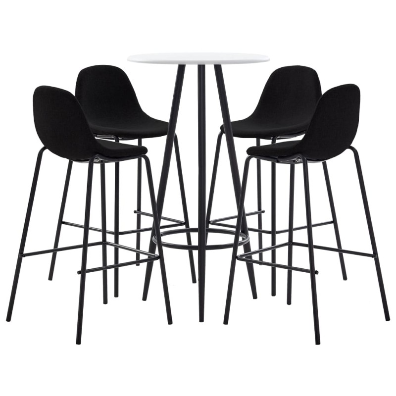 vidaXL Juego de mesa alta y taburetes 5 piezas tela negra vidaXL Juego de mesa alta y taburetes 5 piezas tela negra