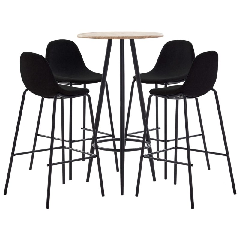 vidaXL Juego de mesa alta y taburetes 5 piezas tela negro vidaXL Juego de mesa alta y taburetes 5 piezas tela negro