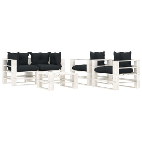 vidaXL Muebles de palets de jardín 5 pzas madera cojines antracita