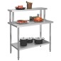 vidaXL Mesa de trabajo de cocina con estante acero inox 120x60x120cm