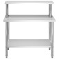 vidaXL Mesa de trabajo de cocina con estante acero inox 120x60x120cm